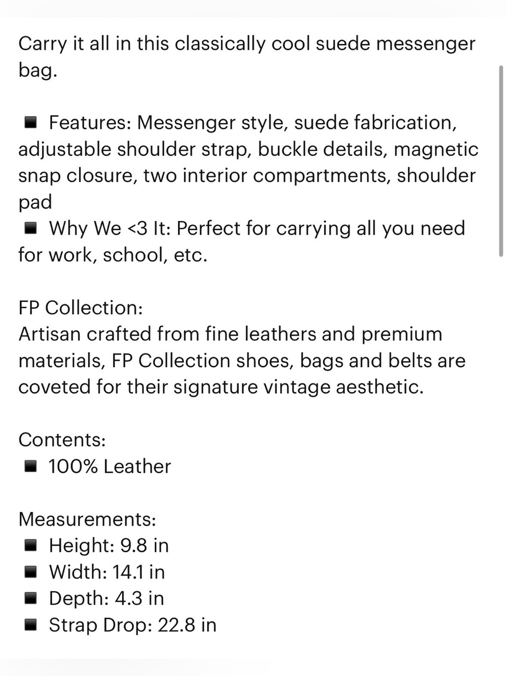 FP Zahara Suede Messenger Bag - Picture 13 of 13